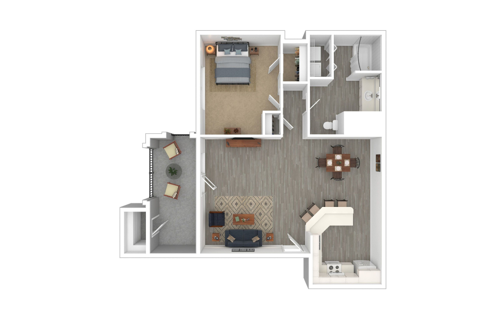 3D Furnished Floorplan - A1