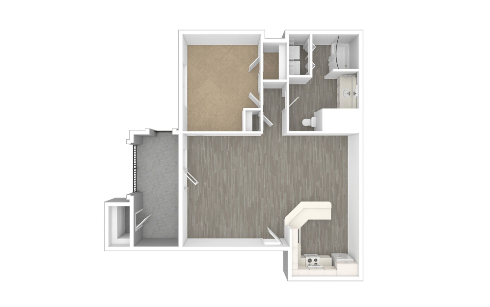 3D Unfurnished Floorplan - A1