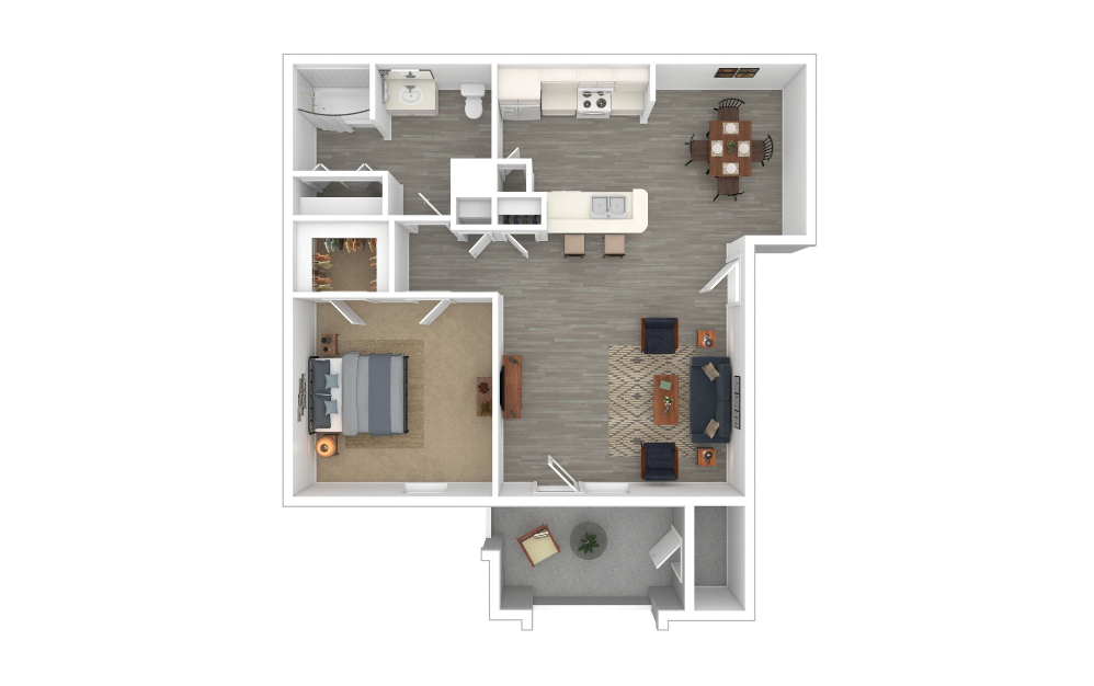 3D Furnished Floorplan - A2