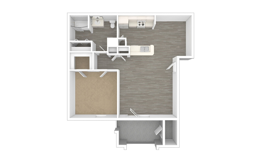 3D Unfurnished Floorplan - A2