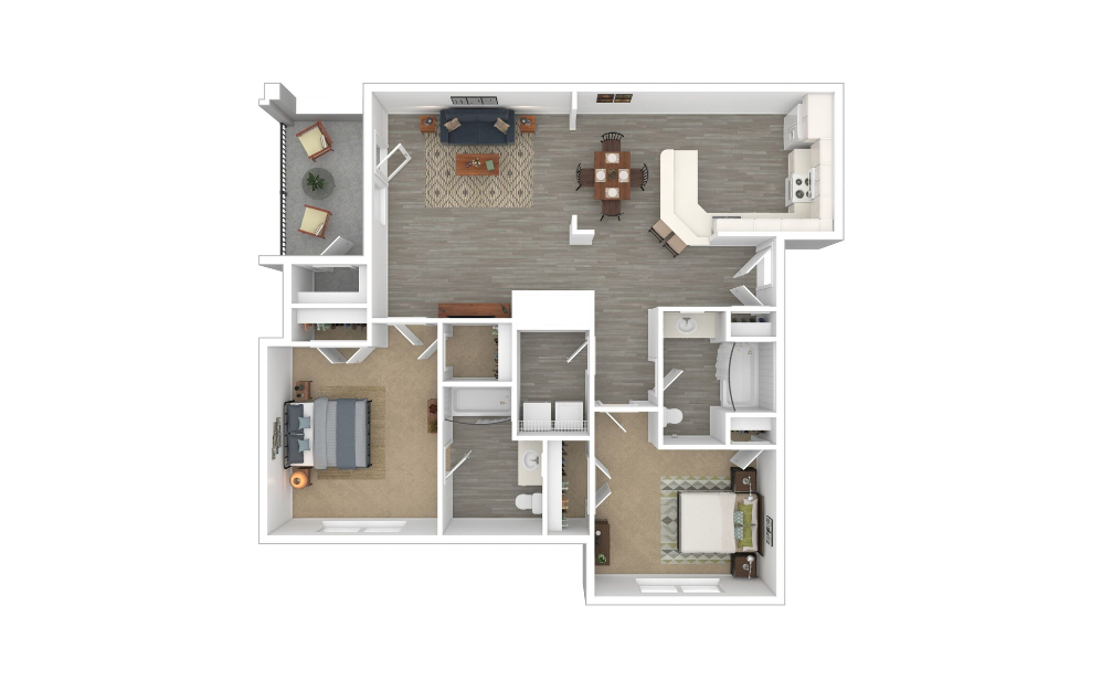 3D Furnished Floorplan - B2