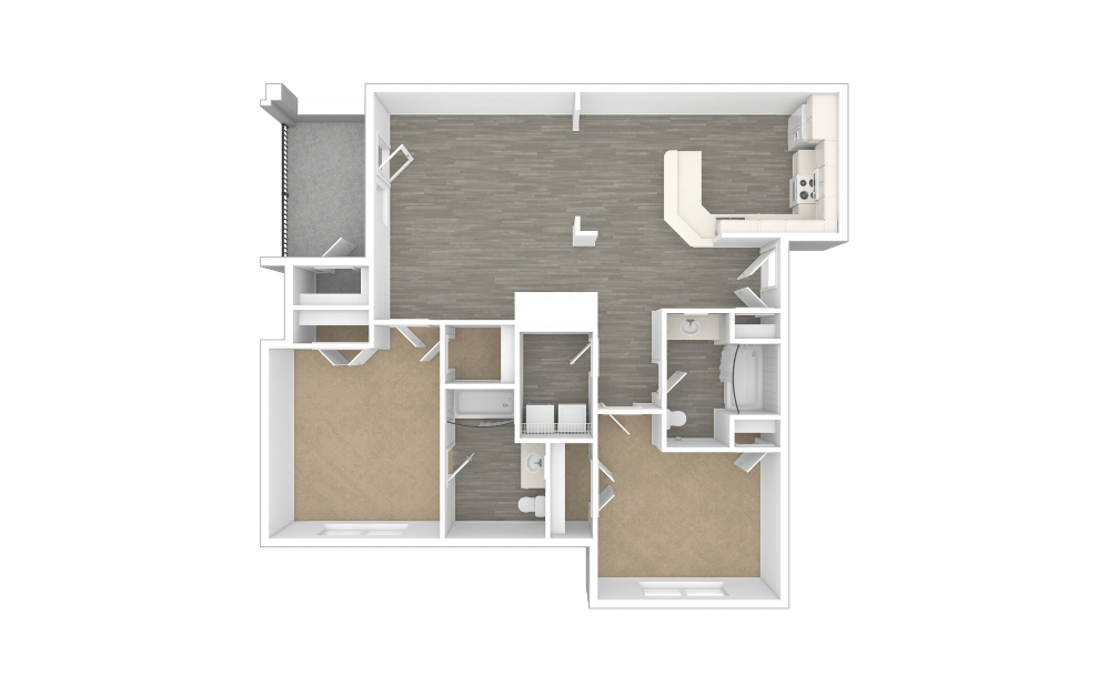 3D Unfurnished Floorplan -  B2