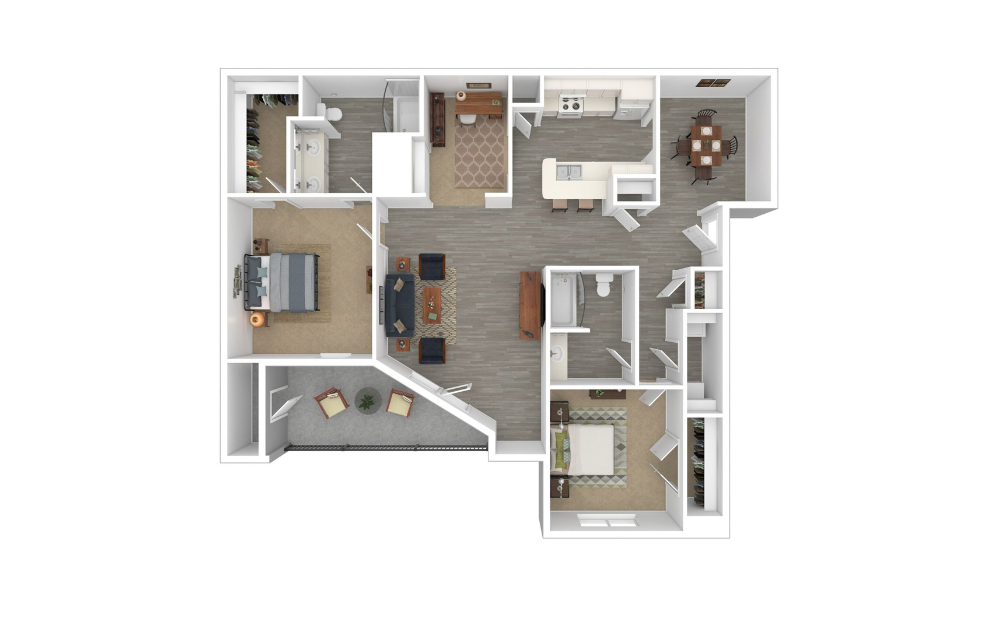 3D Furnished Floorplan - B3