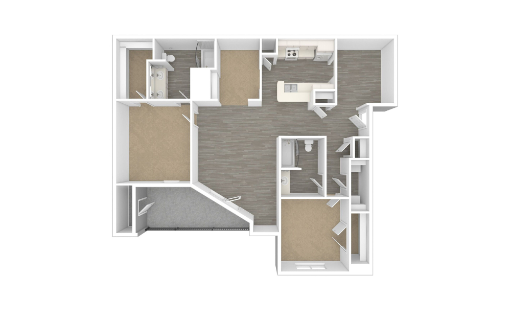 3D Unfurnished Floorplan -  B3