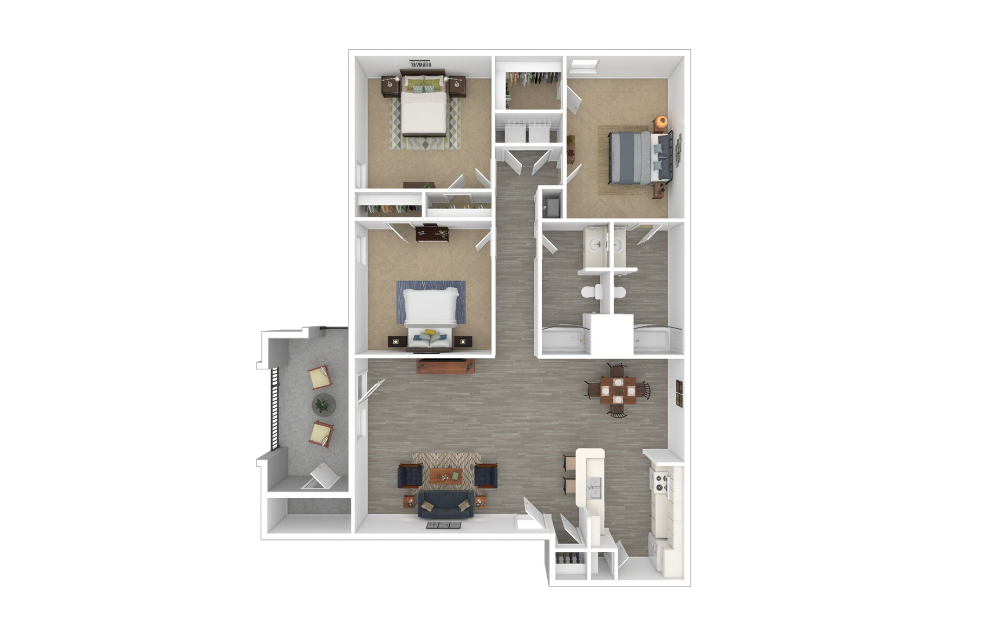 3D Furnished Floorplan - C1