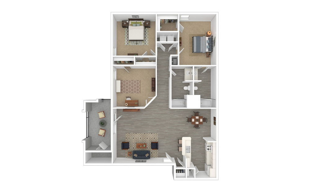 3D Furnished Floorplan - C2