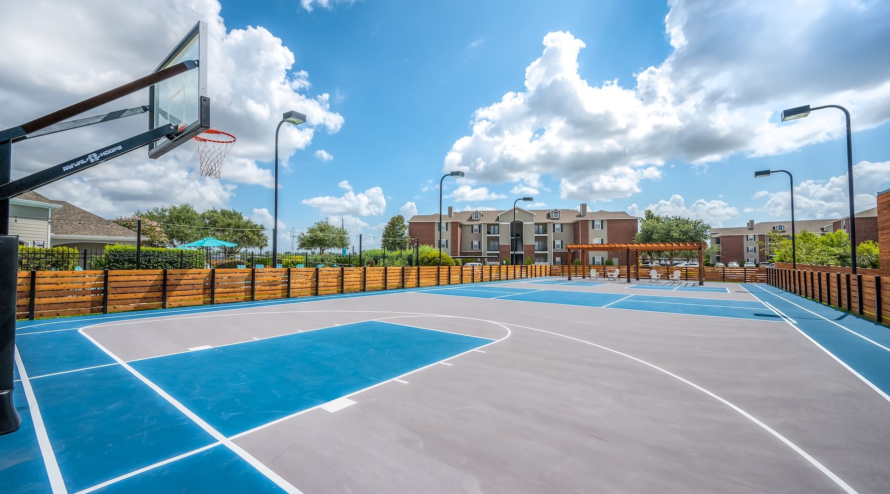 Access to resident only features a basketball court
